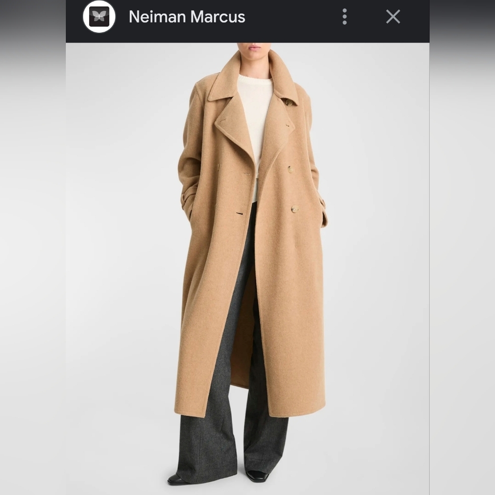 Neiman Marcus long tan wool overcoat size 8